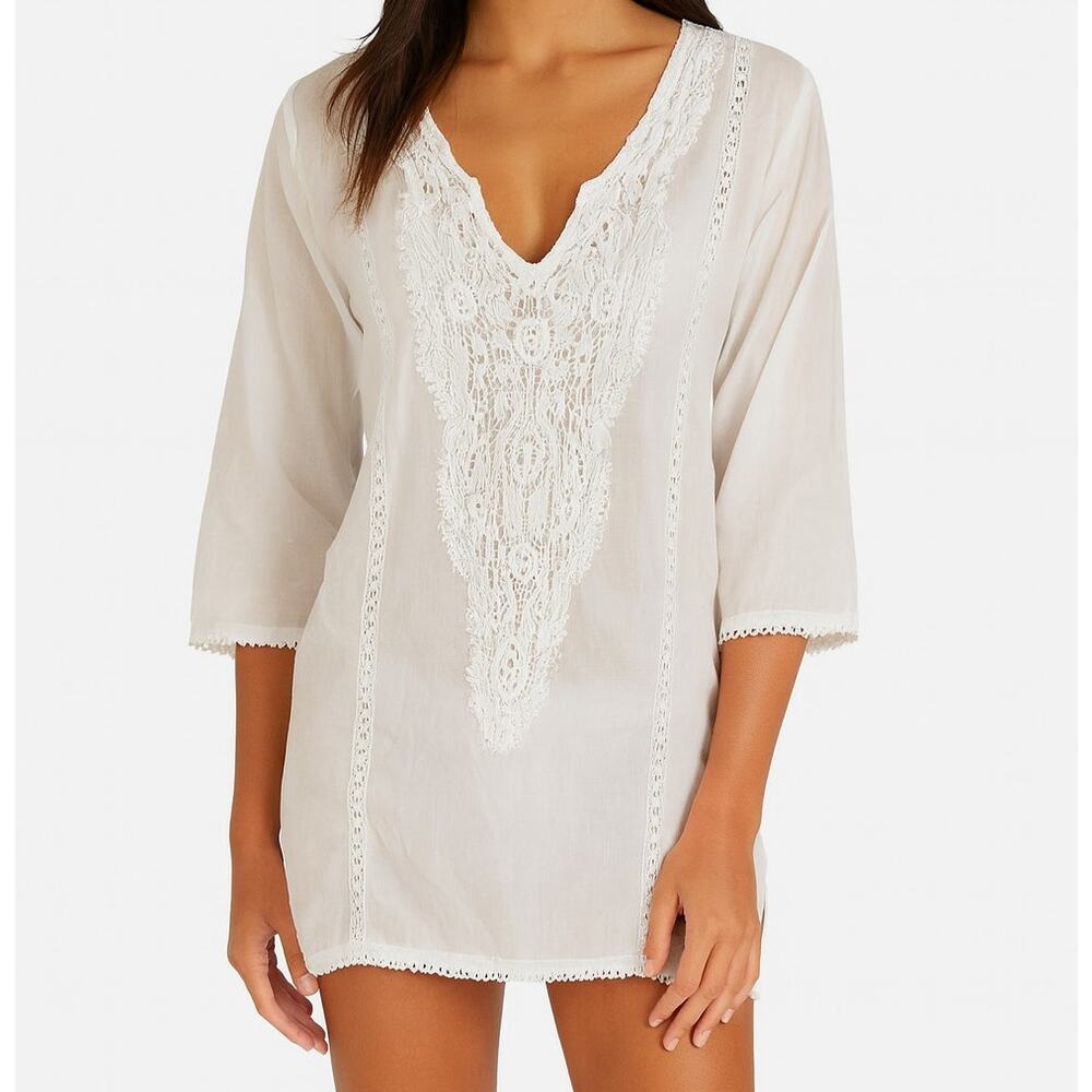 Peppermint Bay Medium Womens White Eyelet Swim Cover Up